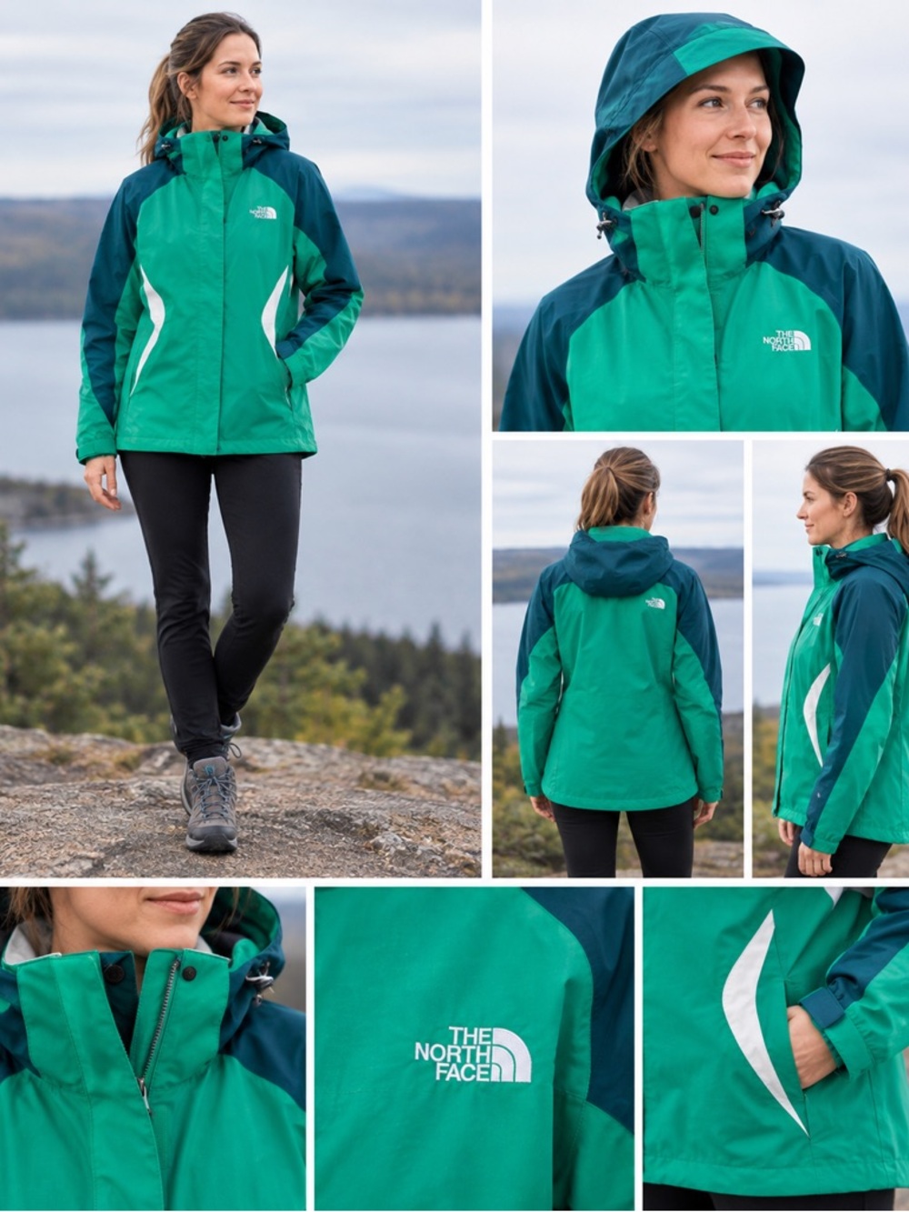 The North Face Women's Hyvent Jacket in Green and Teal